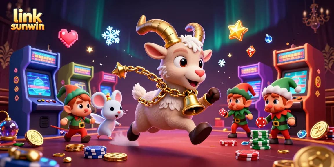 Experience the thrilling atmosphere of gaming at link sunwin with a festive casino illustration.