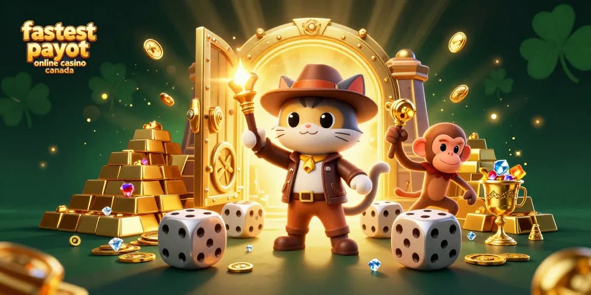 Discover exciting treasures at the fastest payout online casino Canada with golden artifacts and animated characters.