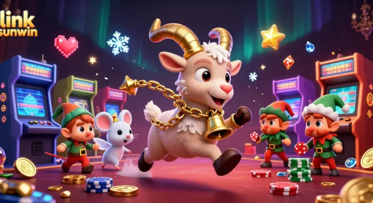 Experience the thrilling atmosphere of gaming at link sunwin with a festive casino illustration.