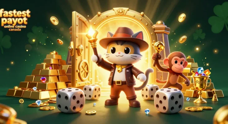 Discover exciting treasures at the fastest payout online casino Canada with golden artifacts and animated characters.